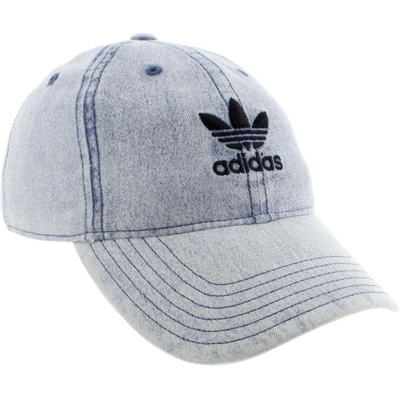 NWT Adidas Original Hat Men's Relaxed Strapback Cap Washed BLUE Denim Round Brim - Picture 6 of 10